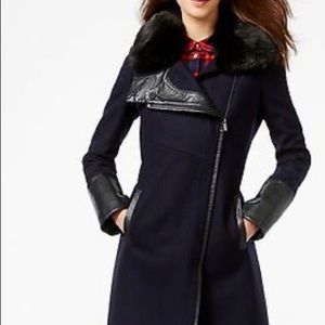 Rachel Roy asymmetrical coat faux fur